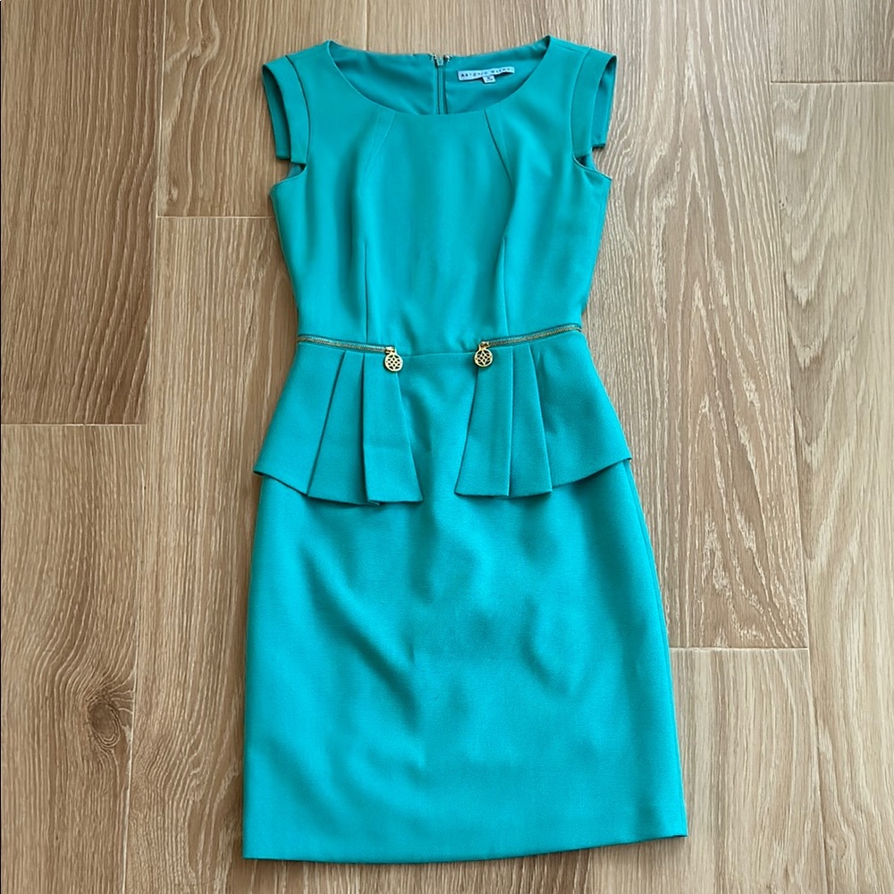 Antonio Melani Teal Dress with Gold Details